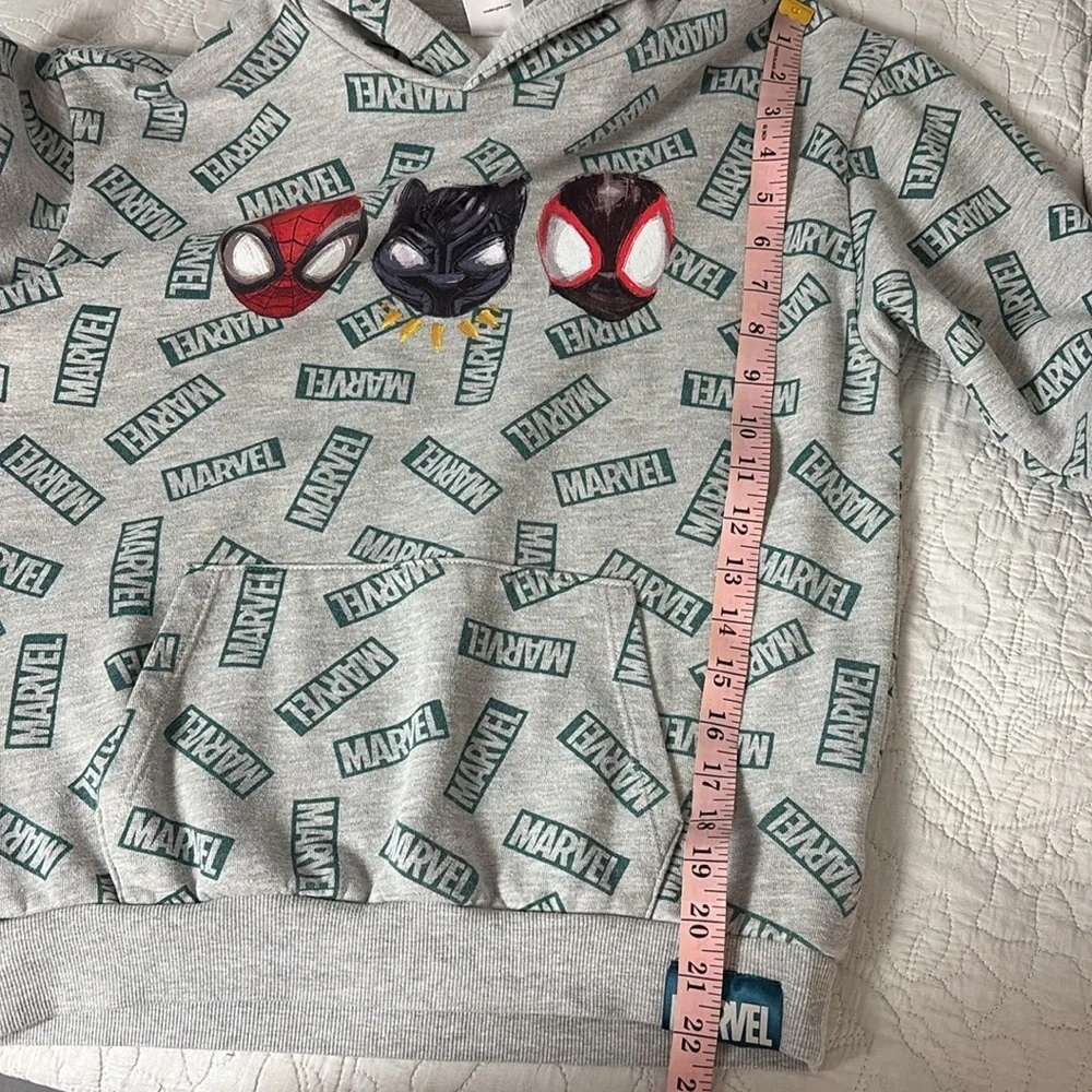 Marvel Boys Spider Man‎ Wolverine Deadpool Pullover Hoodie Sweatshirt Gray Sz L